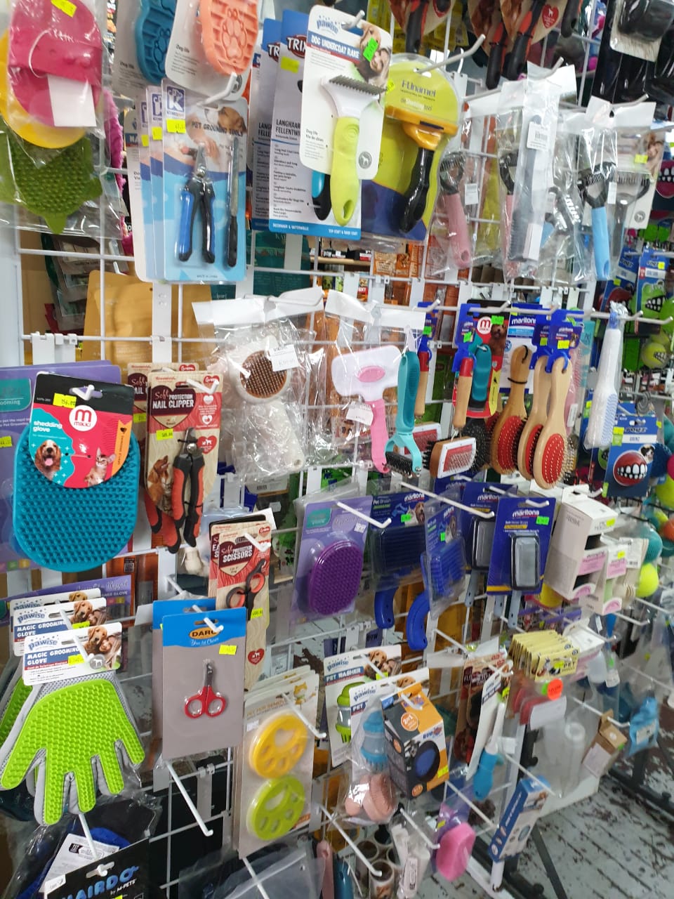 Pet supply shelves