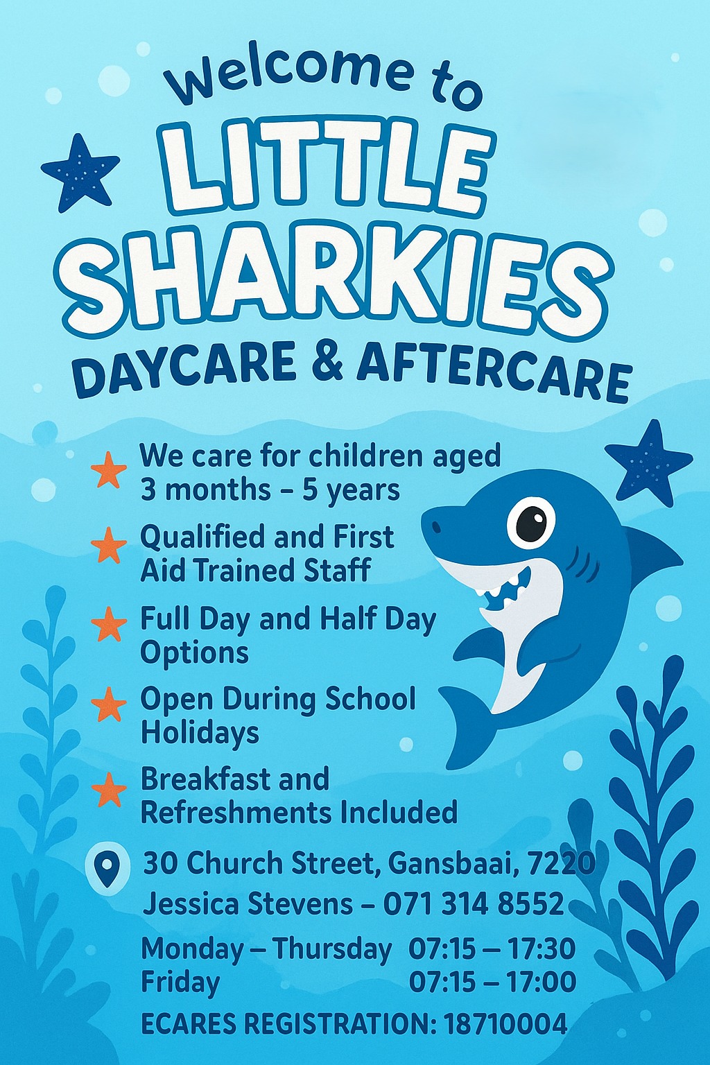 Little Sharkies Daycare notice board and community information